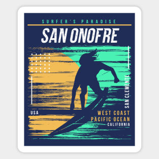 Retro Surfing San Onofre, California // Vintage Surfer Beach // Surfer's Paradise Magnet